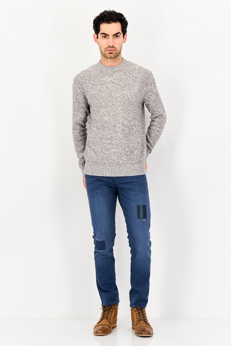 Celio Men Crew Neck Heather Sweater, Grey - Image 4